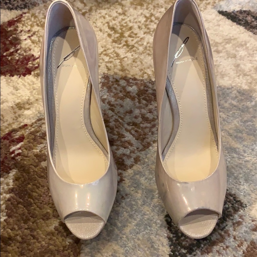 B Brian Atwood patent leather platform heels